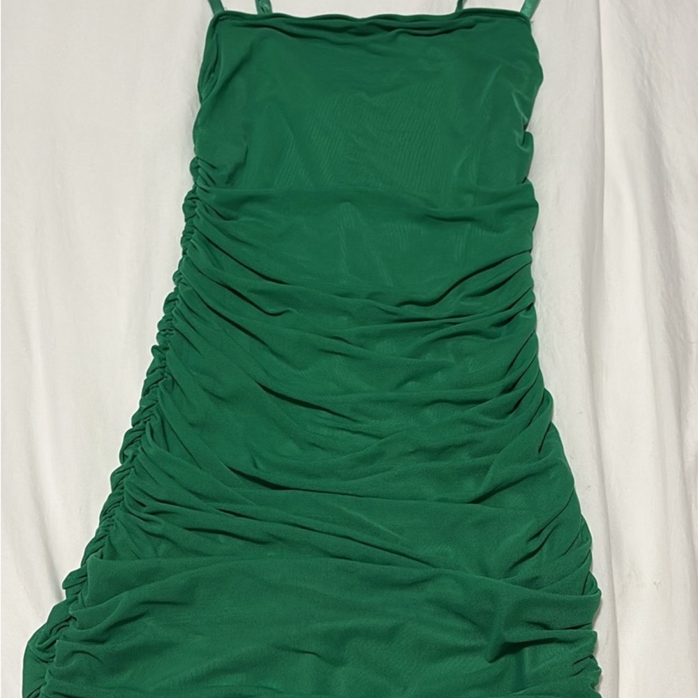 SHEIN Green Ruched Mini Dress